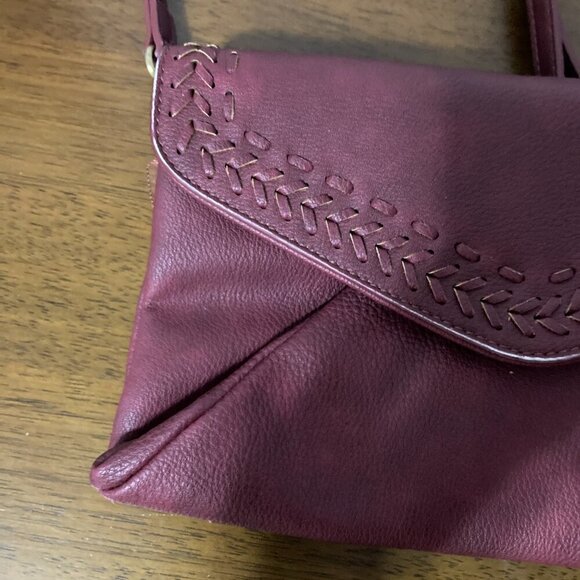 Anthropologie Brown Maroon Saddle Handbag Purse Thin Strap Boho Chic Western - Picture 3 of 13